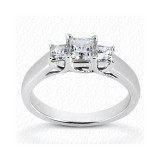 14k White Gold Diamond Semi-Mount 3 Stone Engagement Ring photo