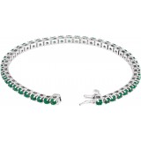14K White Emerald Line 7 Bracelet photo 2