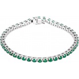 14K White Emerald Line 7 Bracelet photo