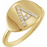 14K Yellow Initial A 1/10 CTW Diamond Ring photo