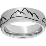 Serinium Domed Band with Stone Finish and Mountain Laser Engraving photo