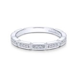 Gabriel & Co. 14k White Gold Victorian Diamond Wedding Band photo