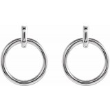 14K White Circle Dangle Earrings photo 2