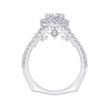 Shah Luxury 14K White Gold Princess Cut Diamond Halo Engagement Ring (Semi-Mount) photo 3