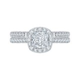 Shah Luxury 14K White Gold Princess Cut Diamond Halo Engagement Ring (Semi-Mount) photo 4