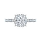 Shah Luxury 14K White Gold Princess Cut Diamond Halo Engagement Ring (Semi-Mount) photo