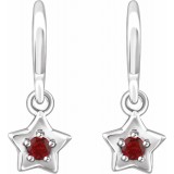 14K White 3 mm Round January Youth Star Birthstone Earrings photo 2