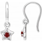 14K White 3 mm Round January Youth Star Birthstone Earrings photo