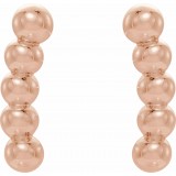 14K Rose 8.3x1.9 mm Curved Beaded Earrings photo 2