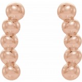 14K Rose 8.3x1.9 mm Curved Beaded Earrings photo 2