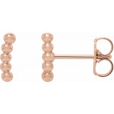 14K Rose 8.3x1.9 mm Curved Beaded Earrings photo