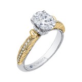 Shah Luxury 14K Two-Tone Gold Oval Diamond Engagement Ring (Semi-Mount) photo 2