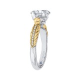 Shah Luxury 14K Two-Tone Gold Oval Diamond Engagement Ring (Semi-Mount) photo 3