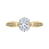 Shah Luxury 14K Two-Tone Gold Oval Diamond Engagement Ring (Semi-Mount) photo