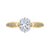 Shah Luxury 14K Two-Tone Gold Oval Diamond Engagement Ring (Semi-Mount) photo
