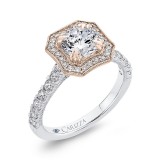 Shah Luxury 14K Two-Tone Gold Round Diamond Halo Engagement Ring (Semi-Mount) photo 2