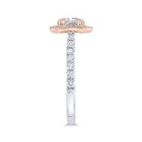 Shah Luxury 14K Two-Tone Gold Round Diamond Halo Engagement Ring (Semi-Mount) photo 3