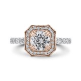 Shah Luxury 14K Two-Tone Gold Round Diamond Halo Engagement Ring (Semi-Mount) photo
