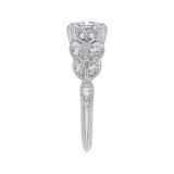 Shah Luxury Princess Cut Diamond Floral Engagement Ring In 14K White Gold (Semi-Mount) photo 2