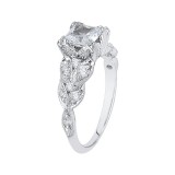 Shah Luxury Princess Cut Diamond Floral Engagement Ring In 14K White Gold (Semi-Mount) photo 3