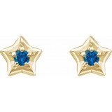 14K Yellow 3 mm Round December Youth Star Birthstone Earrings photo 2