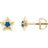 14K Yellow 3 mm Round December Youth Star Birthstone Earrings photo