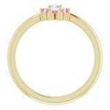 14K Yellow Pink Tourmaline & .06 CT Diamond Flower Ring photo 2