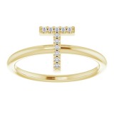 14K Yellow .06 CTW Diamond Initial T Ring photo 3