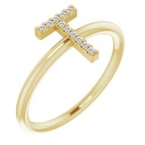 14K Yellow .06 CTW Diamond Initial T Ring photo