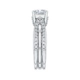 Shah Luxury Emerald Cut Diamond Engagement Ring with Split Shank In 14K White Gold (Semi-Mount) photo 2