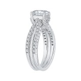 Shah Luxury Emerald Cut Diamond Engagement Ring with Split Shank In 14K White Gold (Semi-Mount) photo 3