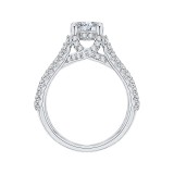 Shah Luxury Emerald Cut Diamond Engagement Ring with Split Shank In 14K White Gold (Semi-Mount) photo 4
