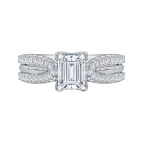 Shah Luxury Emerald Cut Diamond Engagement Ring with Split Shank In 14K White Gold (Semi-Mount) photo