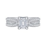Shah Luxury Emerald Cut Diamond Engagement Ring with Split Shank In 14K White Gold (Semi-Mount) photo