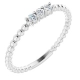 14K White 1/10 CTW Diamond Beaded Ring photo
