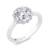 Shah Luxury Round Cut Diamond Floral Engagement Ring In 14K White Gold (With Center) photo 2