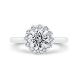 Shah Luxury Round Cut Diamond Floral Engagement Ring In 14K White Gold (With Center) photo