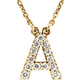 14K Yellow Initial A 1/6 CTW Diamond 16 Necklace photo