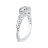 Shah Luxury 14K White Gold Emerald Diamond Engagement Ring with Split Shank (Semi-Mount) photo 2