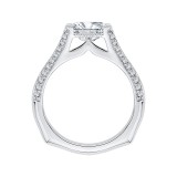 Shah Luxury 14K White Gold Emerald Diamond Engagement Ring with Split Shank (Semi-Mount) photo 4