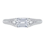 Shah Luxury 14K White Gold Emerald Diamond Engagement Ring with Split Shank (Semi-Mount) photo