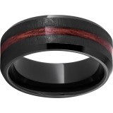 Black Diamond Ceramic Beveled Edge Band with Cabernet Barrel Aged Inlay and Grain Finish photo