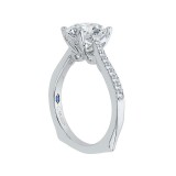 Shah Luxury 14K White Gold Cushion Cut Diamond Solitaire with Accents Engagement Ring (Semi-Mount) photo 2