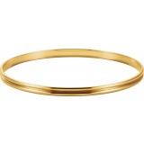 14K Yellow 4 mm Grooved Bangle Bracelet photo