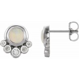14K White Opal & 1/8 CTW Diamond Earrings photo