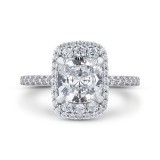 Shah Luxury 14K White Gold Cushion Cut Diamond Engagement Ring (Semi-Mount) photo
