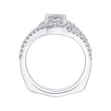 Shah Luxury 14K White Gold Cushion Diamond Halo Engagement Ring with Split Shank (Semi-Mount) photo 4