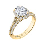 Shah Luxury Oval Diamond Halo Vintage Engagement Ring In 14K Yellow Gold (Semi-Mount) photo 2