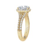 Shah Luxury Oval Diamond Halo Vintage Engagement Ring In 14K Yellow Gold (Semi-Mount) photo 3