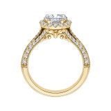 Shah Luxury Oval Diamond Halo Vintage Engagement Ring In 14K Yellow Gold (Semi-Mount) photo 4